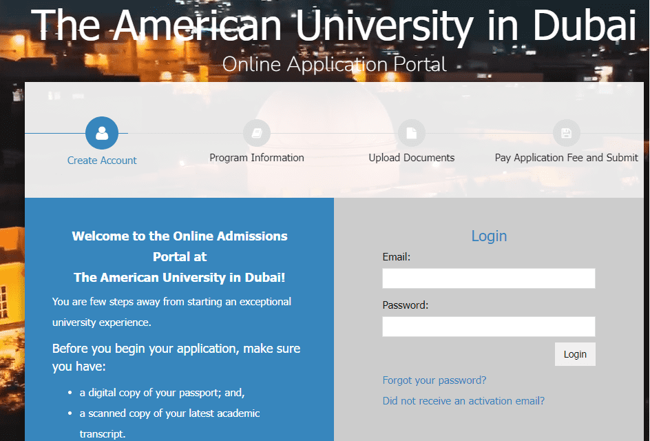 التقديم للجامعة الأمريكية في دبي